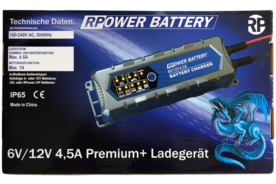 RPower Premium+ Ladegerät 6V/1A oder 12V/4,5A, Art.-Nr. 509746 - Akku Mäser - B2B-Shop