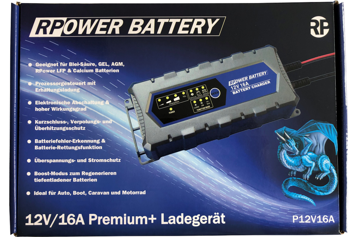 RPower Premium+ Ladegerät 12V/16A, Art.-Nr. 509747 - Akku Mäser - B2B-Shop