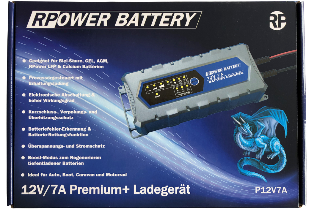 RPower Premium+ Ladegerät 12V/7A, Art.-Nr. 509961 - Akku Mäser - B2B-Shop