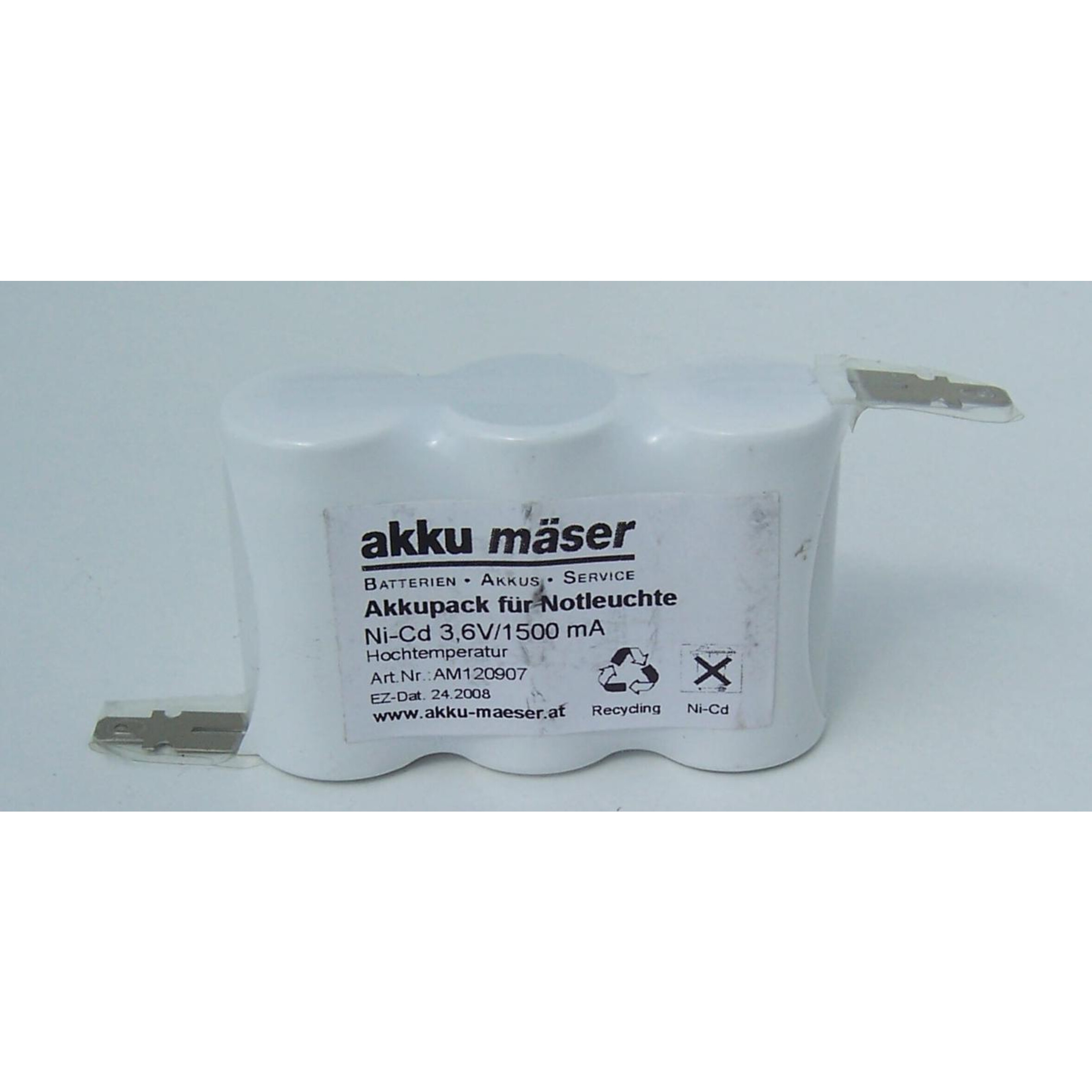 Notleuchtenakku - 3/C2500-R m. 30cm Kabel, Art.-Nr. 300041 - Akku Mäser - B2B-Shop