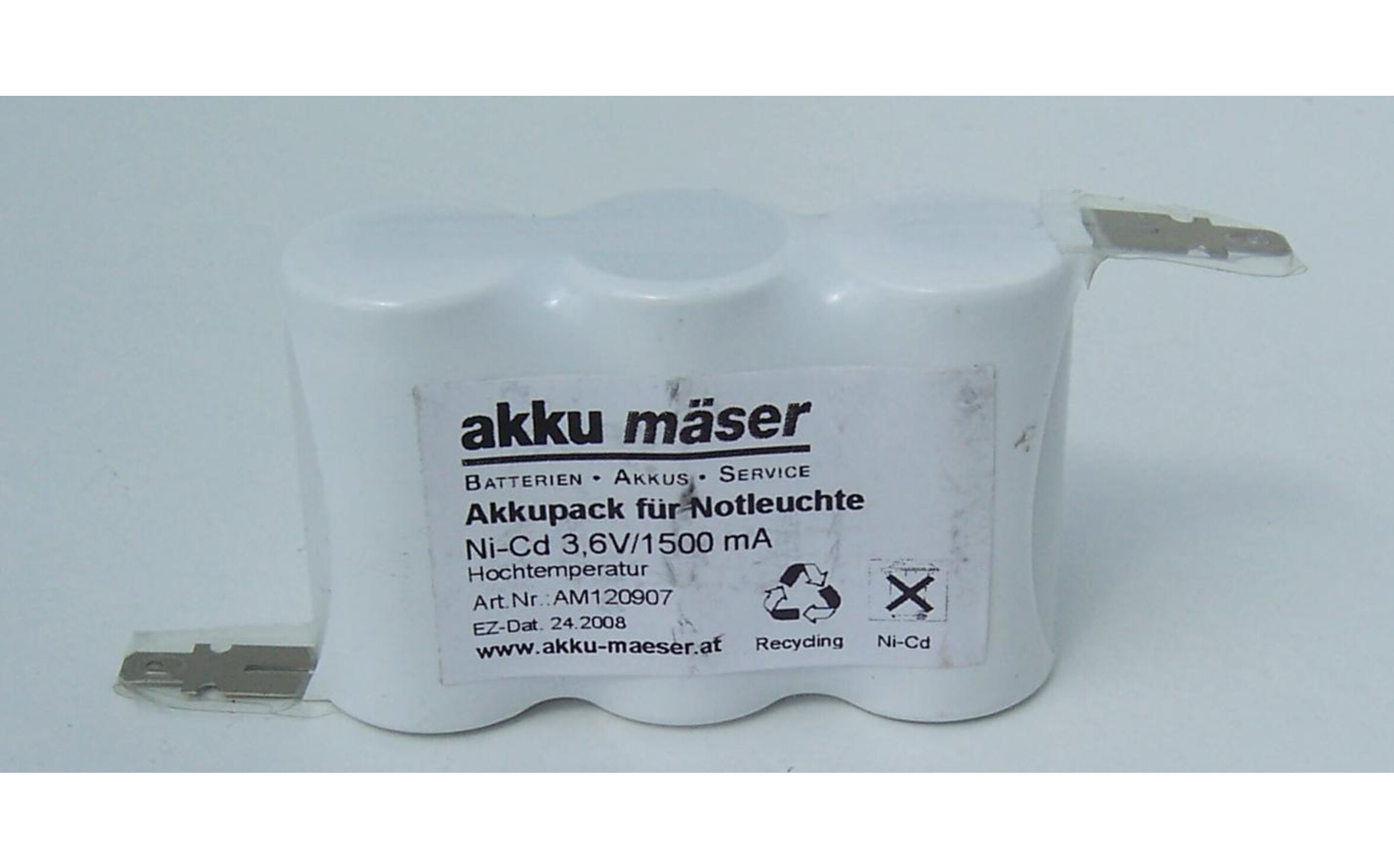 Notleuchtenakku - 3/D4000-R m. 20cm Kabel, Art.-Nr. 300042 - Akku Mäser - B2B-Shop