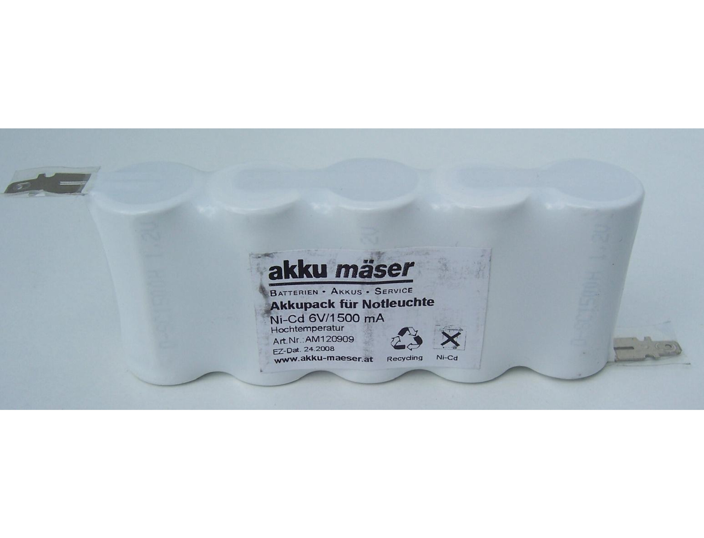 Notleuchtenakku - 5/D4500-R m. 20cm Kabel, Art.-Nr. 300070 - Akku Mäser - B2B-Shop