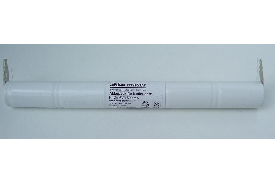 Notleuchtenakku - 5/C2500-S m. Lötfahne U-Form, Art.-Nr. 300075 - Akku Mäser - B2B-Shop Notleuchtenakku - 5/C2500-S m. Lötfahne U-Form, Art.-Nr. 300075 - Akku Mäser - B2B-Shop