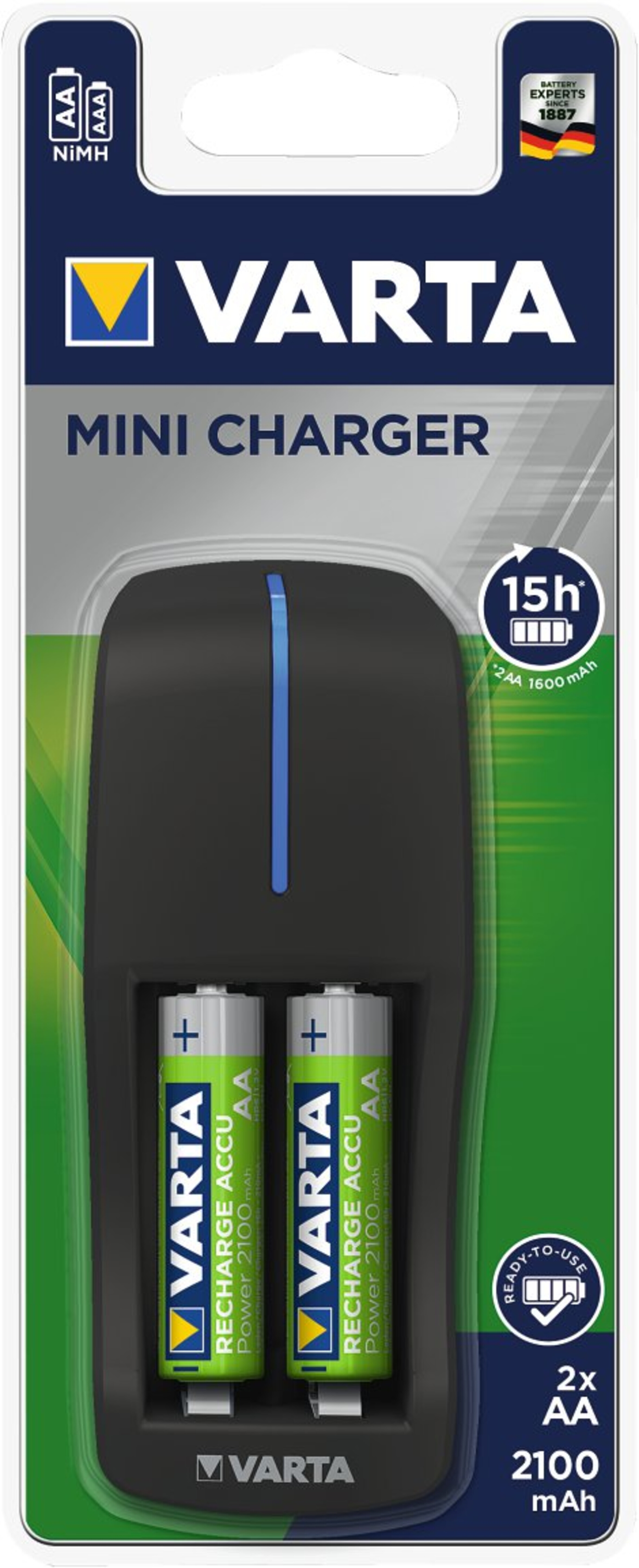 Varta 57646 Mini Charger + 2x AA 2100mAh, Art.-Nr. 513332 - Akku Mäser - B2B-Shop