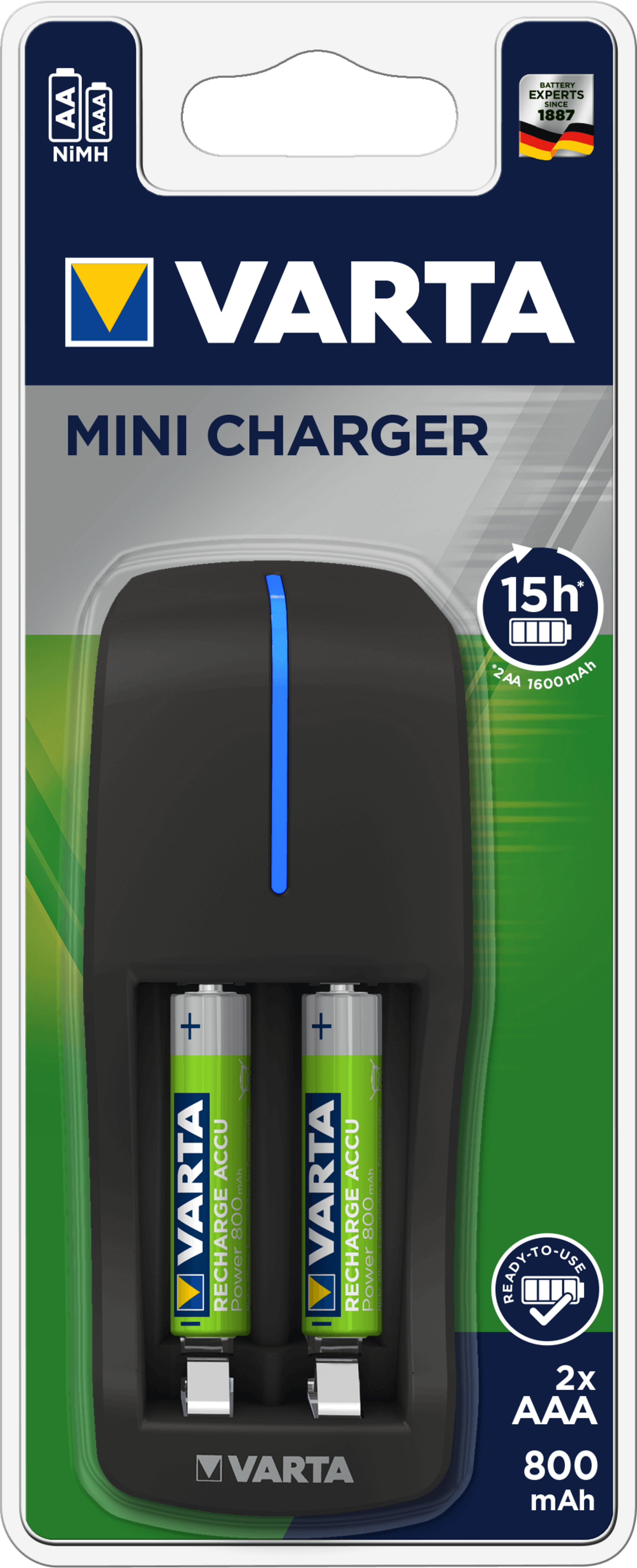 Varta 57646 Mini Charger + 2x AAA 800mAh, Art.-Nr. 513333 - Akku Mäser - B2B-Shop