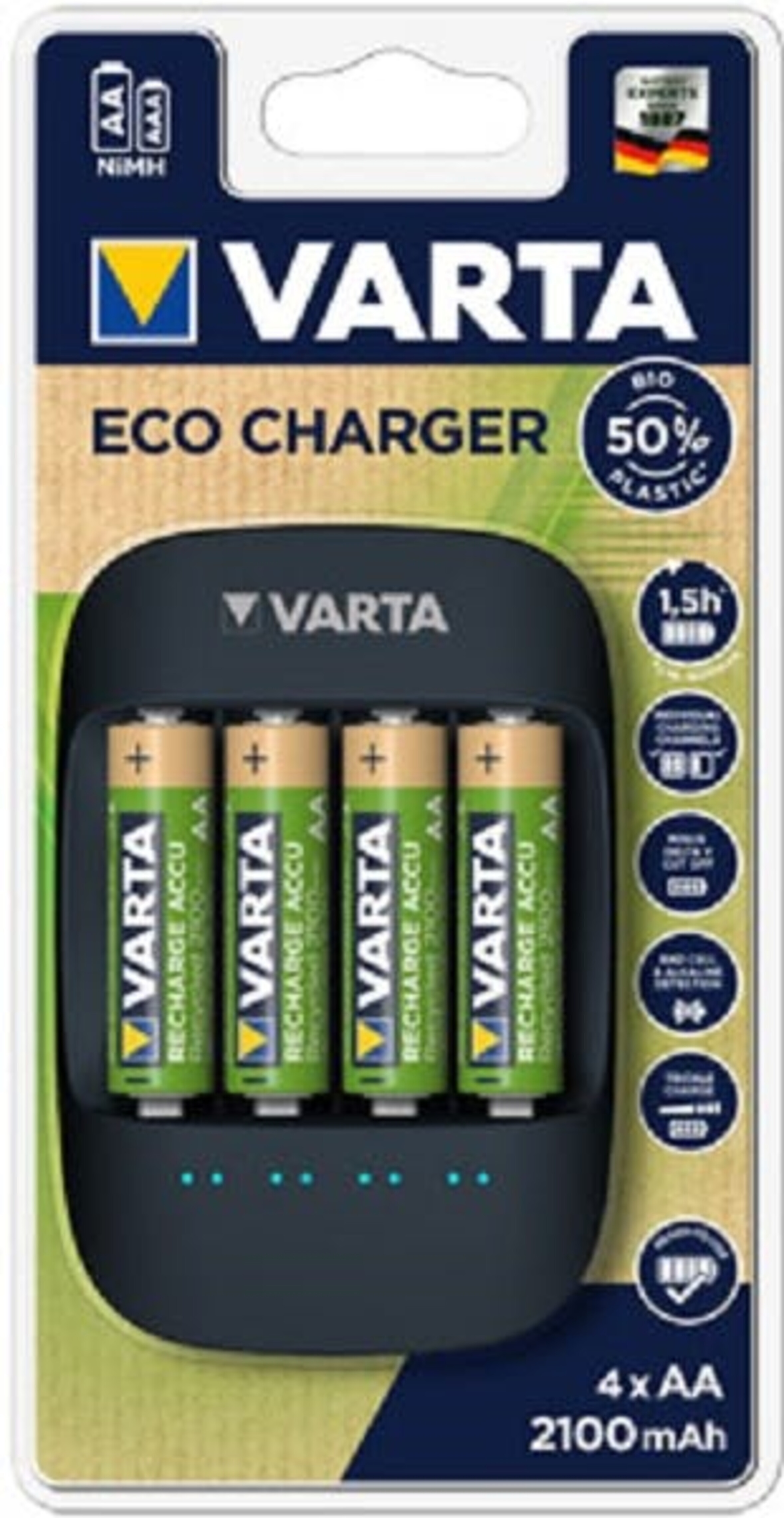 Varta 57680 Eco Charger + 4x AA 2100mAh, Art.-Nr. 513335 - Akku Mäser - B2B-Shop