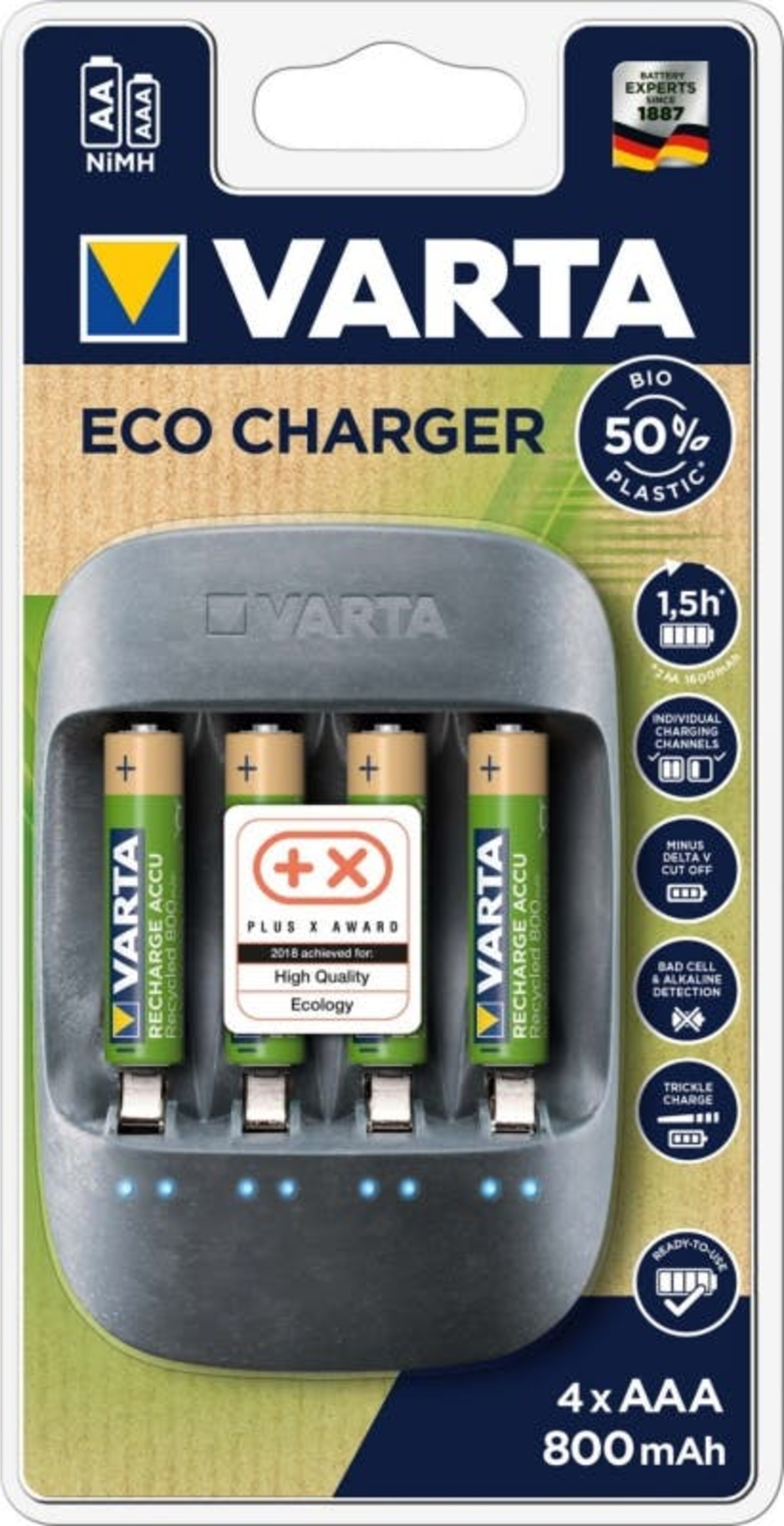 Varta 57680 Eco Charger + 4x AAA 800mAh, Art.-Nr. 513336 - Akku Mäser - B2B-Shop