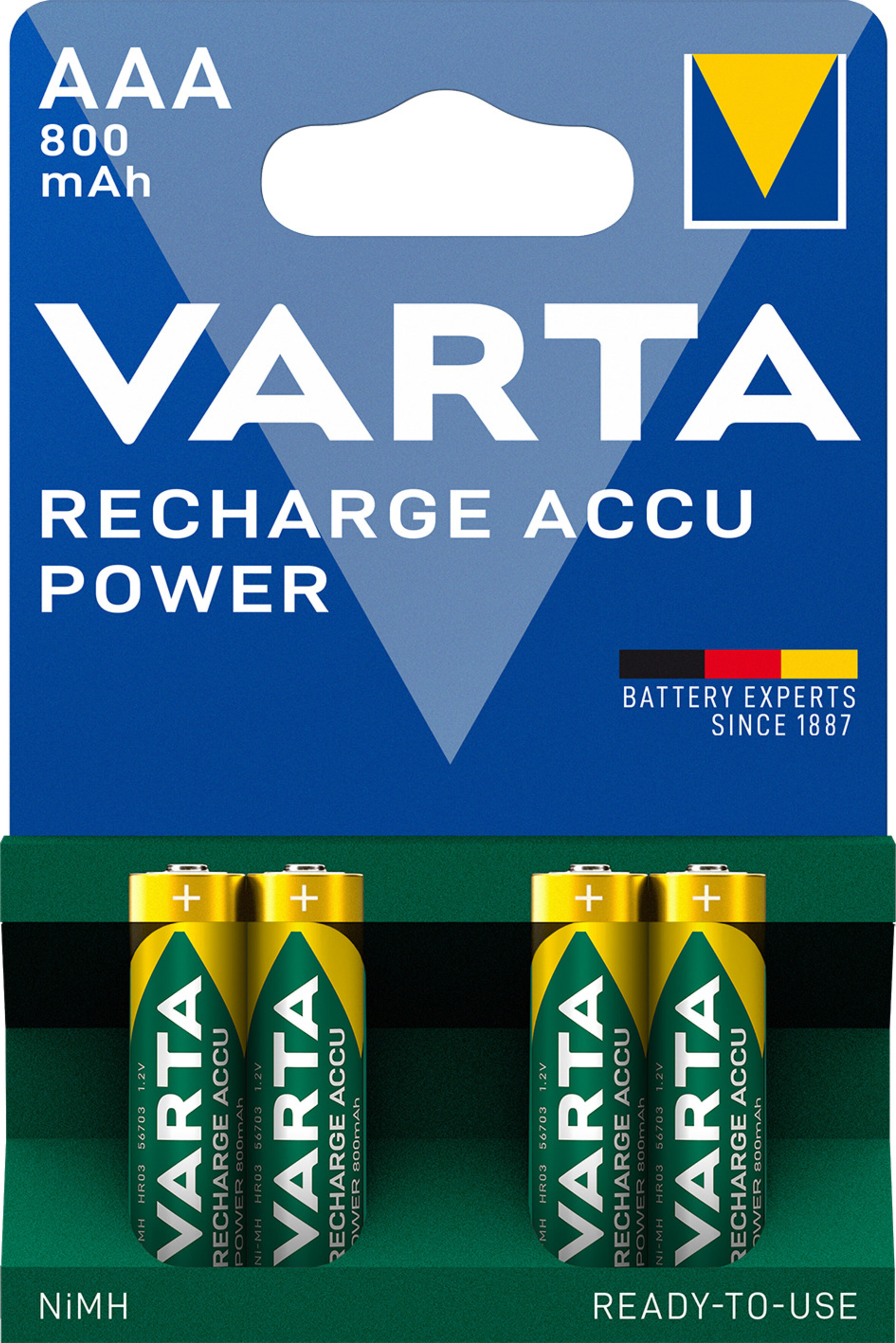 Varta 56703 Recharge Power Akku AAA B4, Art.-Nr. 116784 - Akku Mäser - B2B-Shop Varta 56703 Recharge Power Akku AAA B4, Art.-Nr. 116784 - Akku Mäser - B2B-Shop