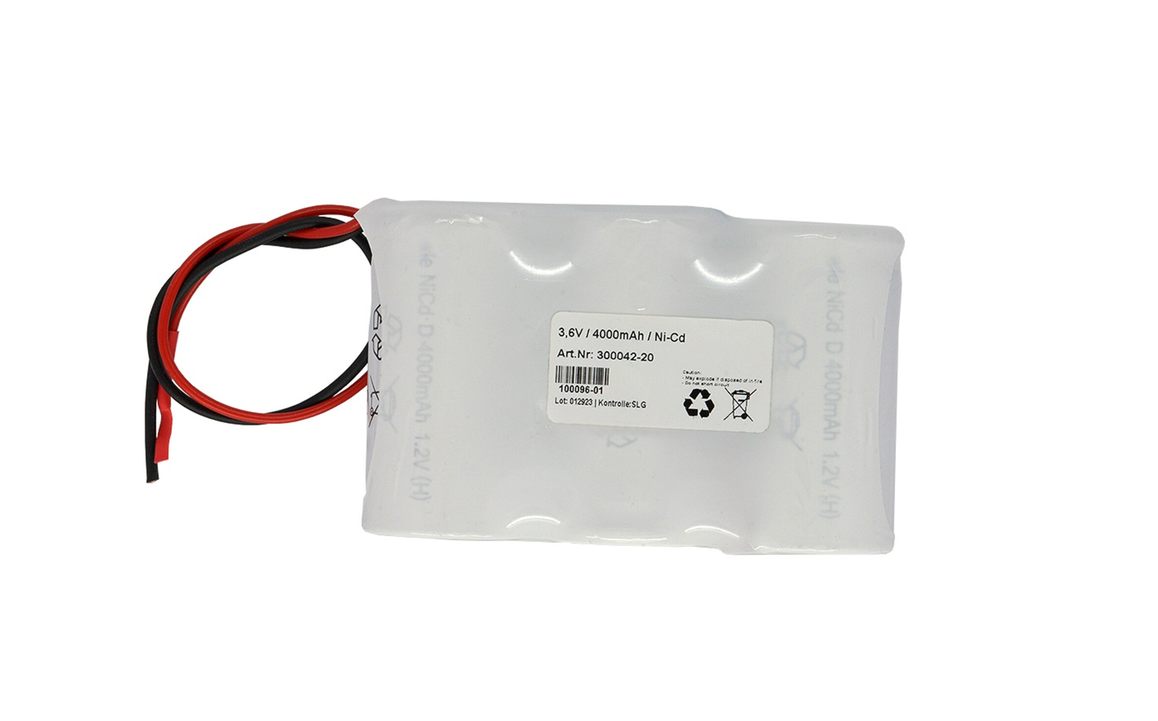 Notleuchtenakku - 3/D4000-R m. 20cm Kabel, Art.-Nr. 300042 - Akku Mäser - B2B-Shop